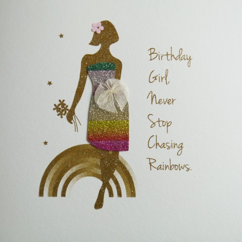 Never Stop Chasing Rainbows  -  Handmade Open Birthday Card  /  NE38