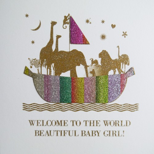 Welcome To The World / Girl  -  Handmade New Baby Card  /  NE7
