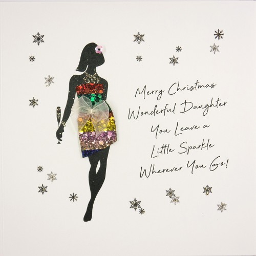 Wonderful Daughter You Leave A Little Sparkle  -  Handmade Christmas Card   /  FAS10