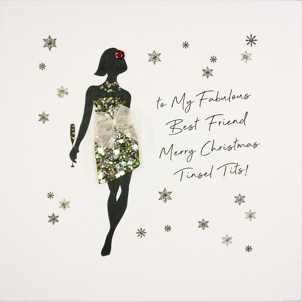 To My Fabulous Best Friend / Tinsel Tits ! - Handmade Christmas Card / FAS2