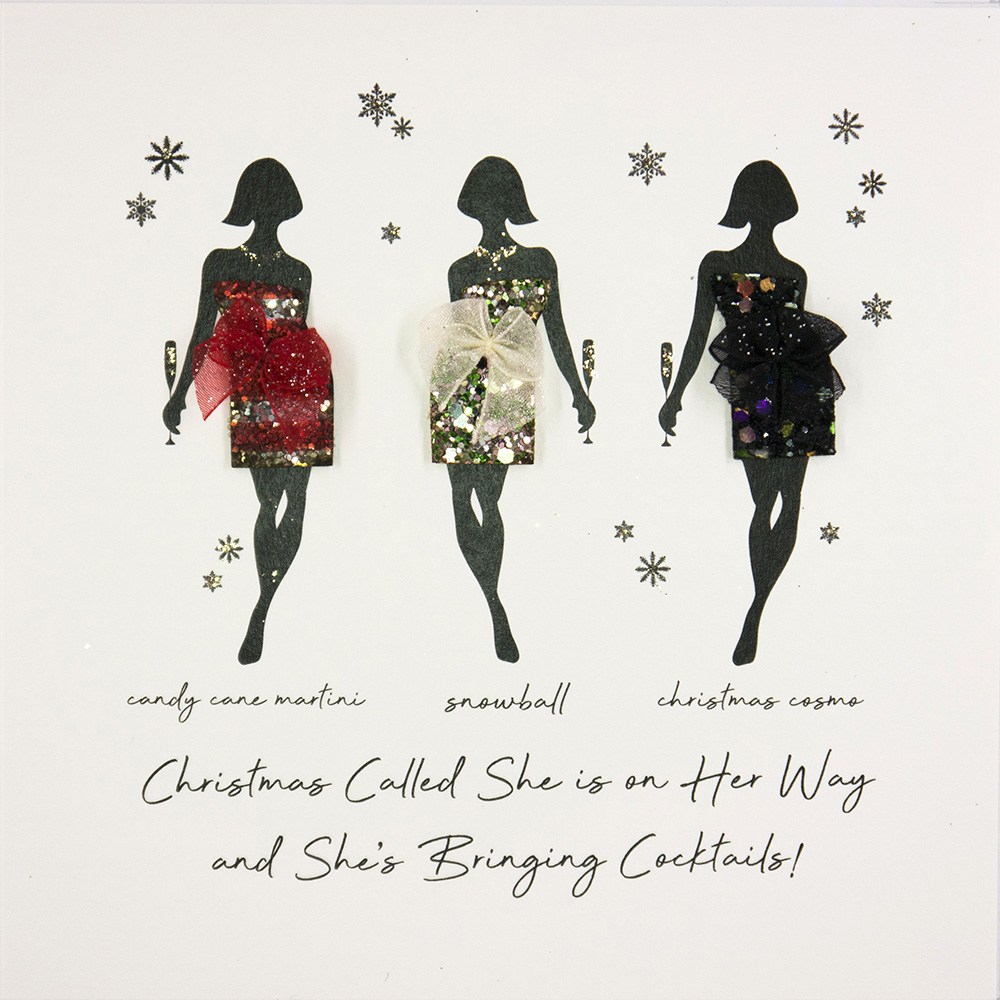 Christmas Cocktails - Handmade Open Christmas Card / FAS4