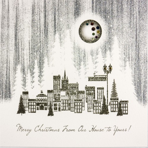 Merry Christmas From Our House To Yours  -  Handmade Open Christmas Card   /  TCF12