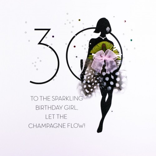 To The Sparkling Birthday Girl  -  Handmade 30th Birthday Card  / FOF15